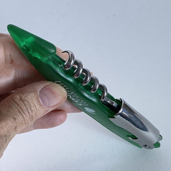 Consult Engineering Ad Green Plastic Stainless Bottle Opener Corkscrew Knife - Picture 9 of 13